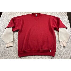 Vtg Russell Athletic Short Sleeve Crewneck Sweatshirt Thermal Long John Sleeve